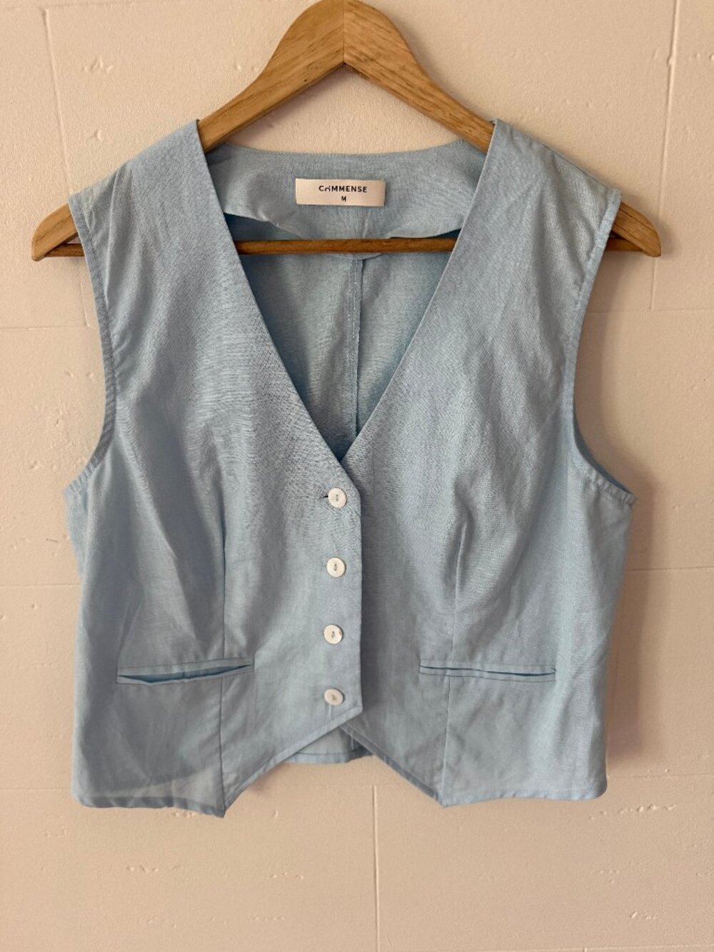 Commense | Cotton Baby Blue Tailored Vest | Contemporary | Medium